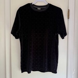 Saints Studio Mens Black Velvet Embossed Geometric Cross T-Shirt Medium RN123827